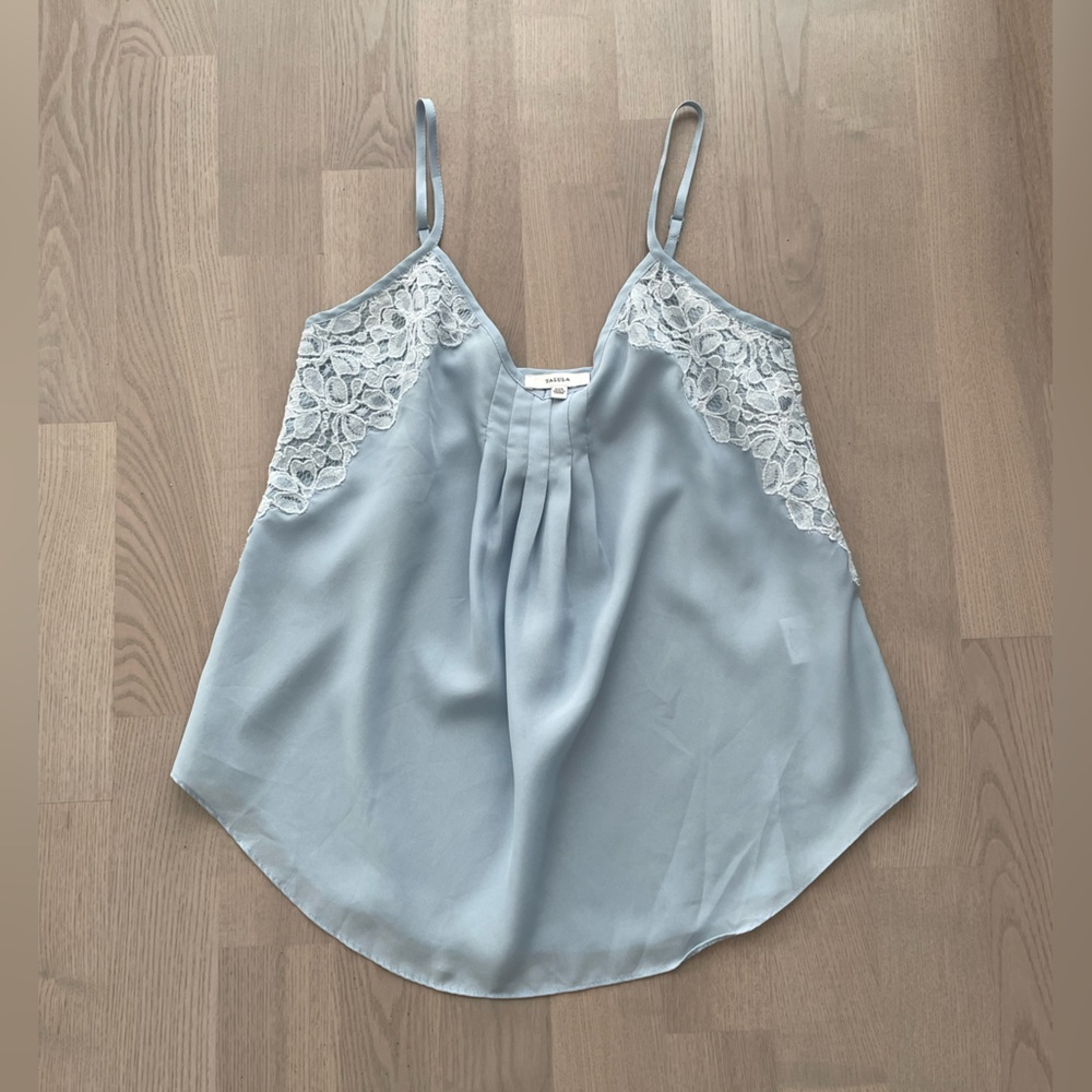 Aritzia Talula Waverly Pastel Powder Blue Cami Tank with Lace Detail